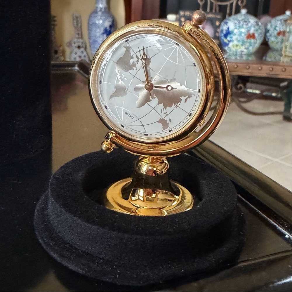 Gold Globe Desk Clock